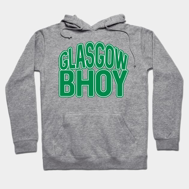 GLASGOW BHOY, Glasgow Celtic Football Club Green and White Layered Text Design Hoodie by MacPean
